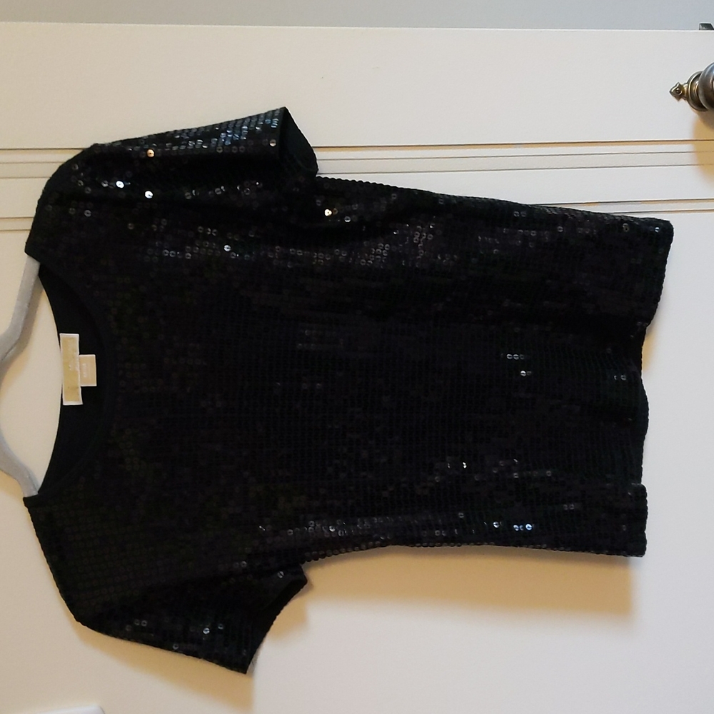 Michael Kors black sequins short sleeve shirt.